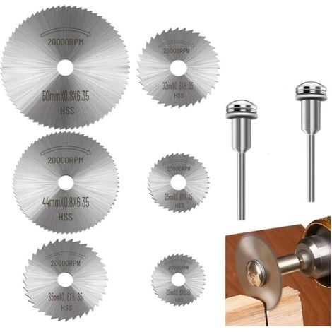 Lot de 6 lames de scie rotative pour scie à disque en acier avec mandrin de 1/8" pour Couper Bois, Plastique et Métal souple(Les outils électriques ne sont pas inclus)