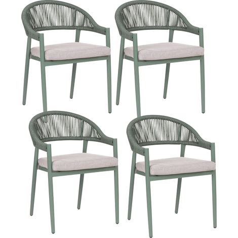 Set mit 4 Stühlen und Sitzkissen ORMEA Metall Grün (1/5)