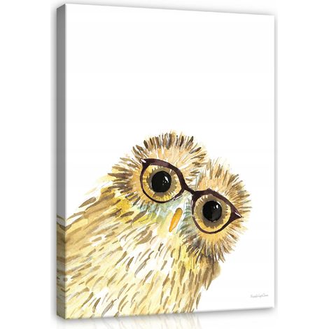 Peinture pour chambre d'enfant hibou sur toile 100x70 (1/3)