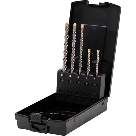 STIER Hammerbohrer-Set Premium SDS-plus 5-teilig, Hammerbohrer SDS plus Set, SDS Bohrer Set, Bohrer für Beton