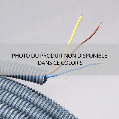 Gaine ICTA grise Ø 16mm préfilée 3G1.5 fils bleu-orange-vert/jaune (bobine de 100m) ELYDAN (1/2)
