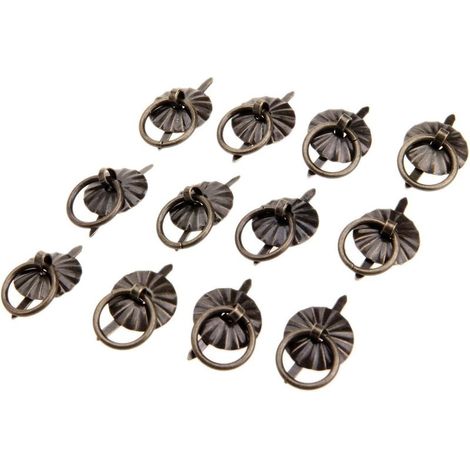 Vintage Antique Metal Drawer Pulls – Set of 12 Small Round Pulls for Dresser, Jewelry Box or Wooden Gift Box (1/3)