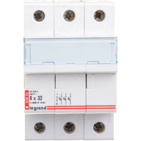 Legrand 005836 – Coupe-Circuit Sectionneur – 3P – Kartuschenzylinder. ind 8x32 - 400V