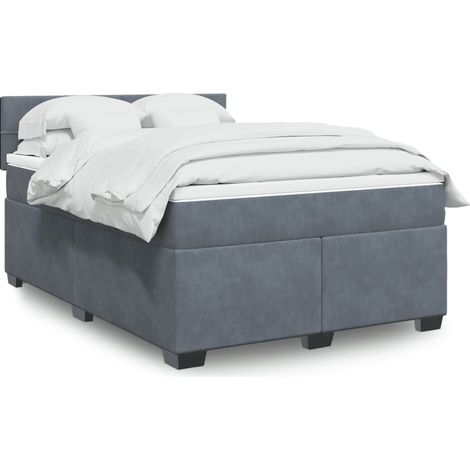 Boxspringbett mit Matratze Dunkelgrau 140x200 cm Samt (1/5)