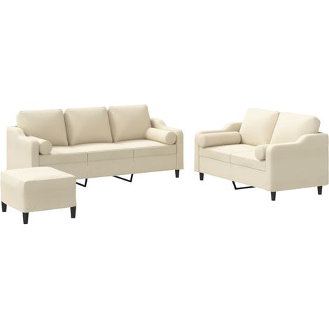 Ensemble de Canapé Sofas 3 pcs avec coussins crème tissu (1/5)