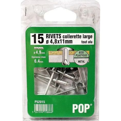 POP Alu-Niete, mit breitem Bund, Durchmesser 4.8x11mm, 15 Stück