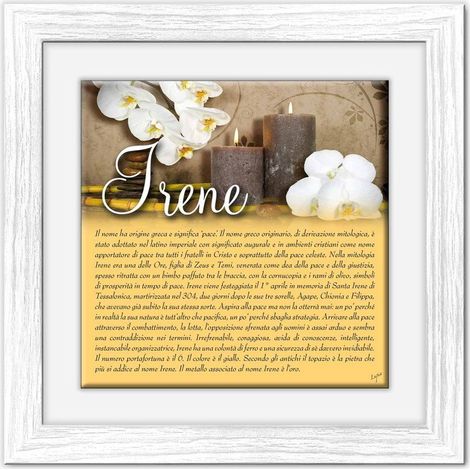 Lupia - Quadro mattonella Ceramica Modern White 29x29 cm con significato del nome Irene (1/4)