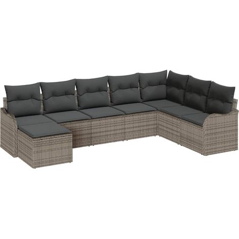 Maison Exclusive - Gartensofa-set 8 pcs Grau Poly-Rattan
