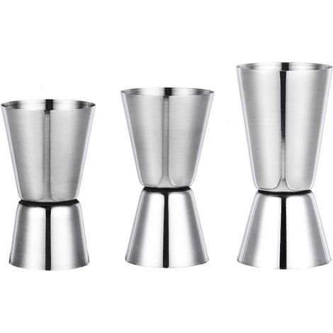 Tasses à mesurer - Tasses à mesurer pour cocktails - 3 pièces - Acier inoxydable - 15 ml / 30 ml - 20/40 ml - 25/50 ml (1/5)