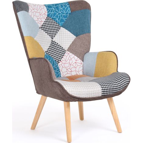 Idmarket – Fauteuil cabriolet scandinave IVAR – Tissu 100% polyester – Dimensions L.58 x l.67 x H.94,5 cm – Assise rembourrée et accoudoirs confortables