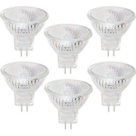 6 Ampoule halogène MR11, 20W 12V GU4, 2700K blanc chaud, dimmable, spot encastré