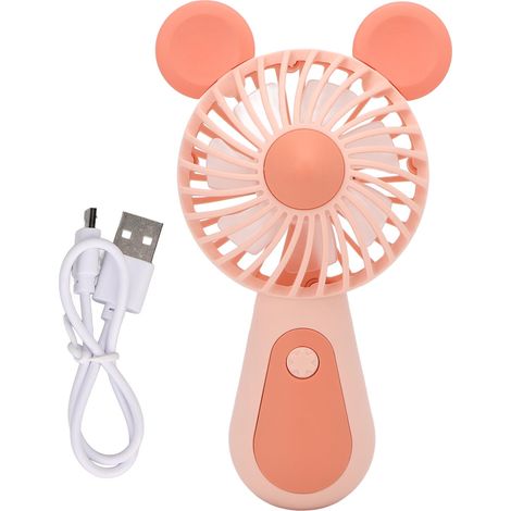 Mini ventilateur portable rechargeable forme souris, 2 vitesses, ergonomique, économique, rose, pour voyage extérieur (1/5)