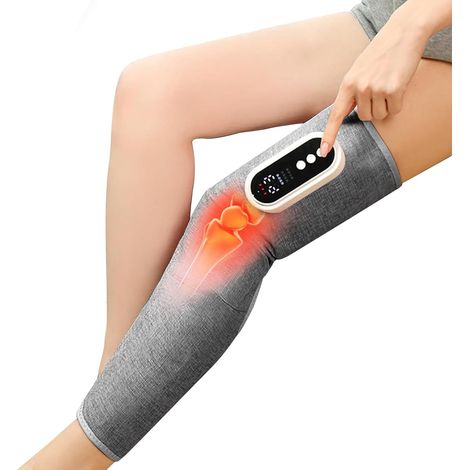 Masseur de jambes sans fil avec chauffage et compression d'air, appareil de massage à pression chaude avec 3 modes et fonction chauffante, relaxation musculaire, pour cuisses, mollets, genoux