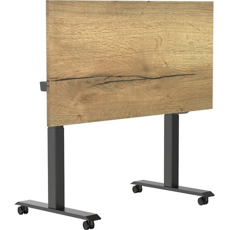 Bureau mobile, pliable et réglage électrique - 180x80 cm - Structure noire - Chêne naturel