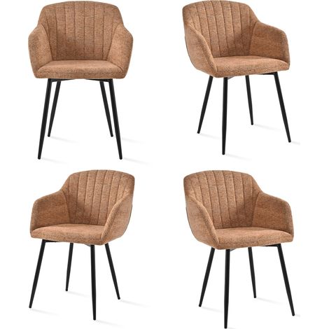 Goeurvant Chaises de salle à manger minimalistes avec assise large et accoudoirs ergonomiques, combinaison de confort et d'élégance - Lot de 4 - Marron - Chenille