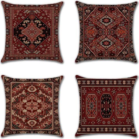 BRAVIX Housses de coussin décoratifs géométriques persans Home Decor Lot de 4 coussins décoratifs ikat oriental 45,7 x 45,7 cm (1/5)