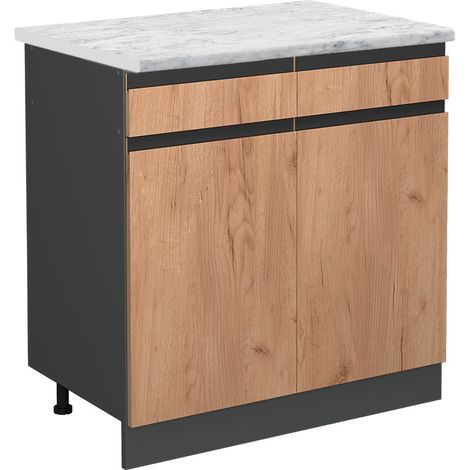 Mobiletto base per cucina R-Line, Quercia dorata, 80 cm PL Marmo, Vicco