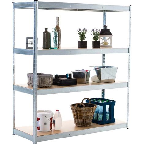 Scaffalatura in metallo zincato resistente 4 ripiani grigia 160x60x180 cm ETA10075