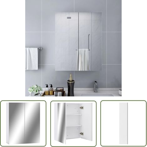 The Living Store Bad-Spiegelschrank Weiß 60x15x75 cm MDF - Badezimmerspiegel - Spiegelschrank - Badmöbel - Aufbewahrungsschrank - Weißer Spiegelschrank (1/5)