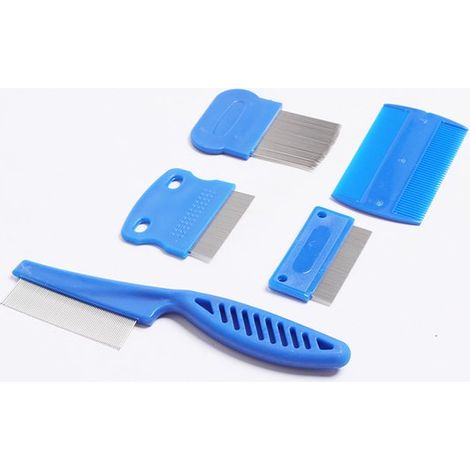 Peine para perros y gatos de acero inoxidable con dientes redondeados, medianas y grandes, 5 piezas (1/4)