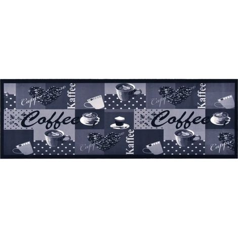 Tappeto da terra rettangolare lavabile per cucina e corridoio 150 x 45 cm antiscivolo dal design moderno in poliammide blu 020046528