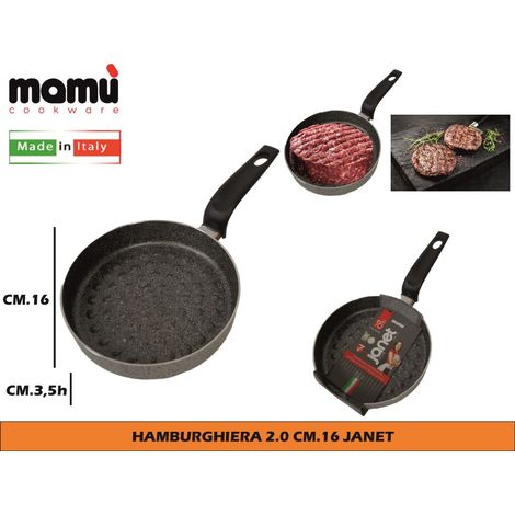Mamù Hamburghiera, antiaderente, alluminio, PFOA free, antigraffio,made in italy, Ø 16 cm