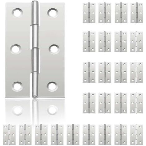 24 Small Hinges for Doors, Stainless Steel Hinge, DIY Door Hinges for Cupboard Door, Piano Hinge, Jewelry Boxes, Home Furniture, Wardrobe (44mm 3 (1/5)
