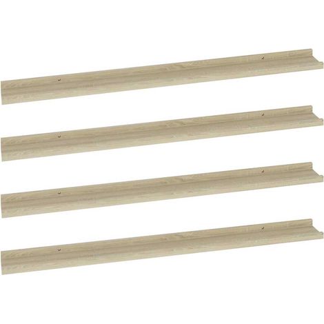 Estantes de pared 4 unidades roble Sonoma 100x9x3 cm vidaXL