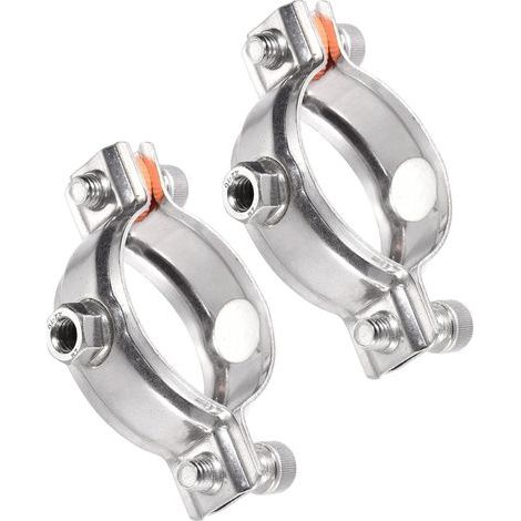 Set aus 2 verstellbaren Rohrschellen aus Edelstahl 304, Wand- und Deckenklemmen für Rohre mit 48–51 mm Durchmesser, robuste Klemmen und Metallrohrhalterungen (1/5)