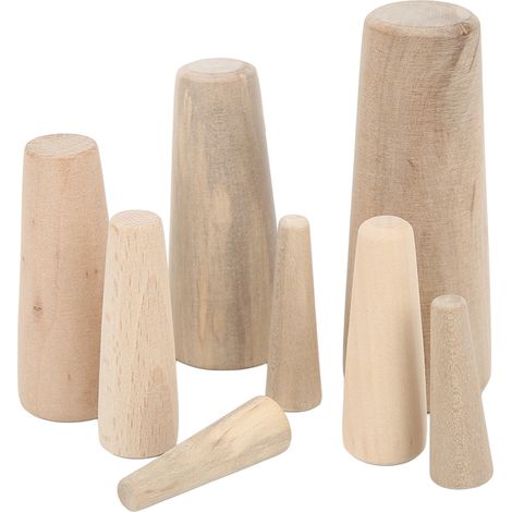Lot de 10 bouchons de vidange coniques pour traversée de coque, en bois tendre, pour bateau ou yacht. (1/5)