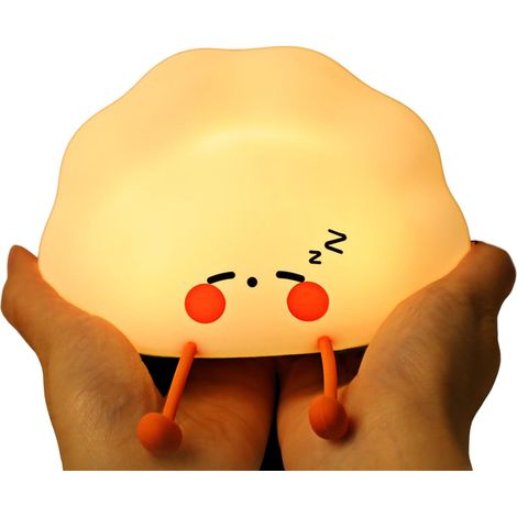 Lampe de Nuit en Forme de Dumpling, Lampe de Chevet en Silicone LED, Lampe de Nuit pour Chambre à Coucher, Température de Couleur Réglable Double avec Lumière Blanche Chaude (1/5)