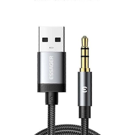 Câble adaptateur audio ESSAGER ES-YP22 USB-A mâle vers jack 3,5 mm mâle pour casques Apple/Android (1/5)