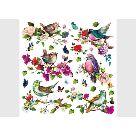Stickers avec 6 petits oiseaux  - 1 planche 30x30 cm (1/5)
