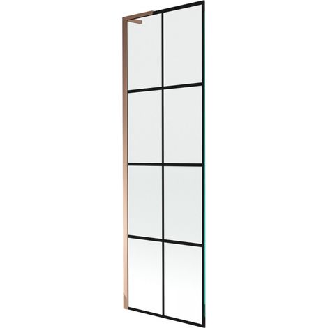 Mexen Next L Badewannenfaltwand 1-flügelig 60 x 150 cm, schwarzes Muster, Roségold - 895-060-000-03-77-60