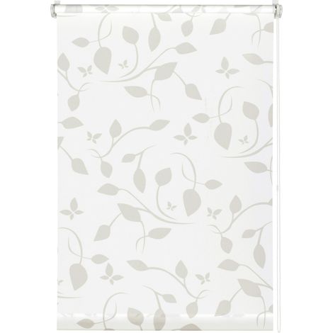 Gardinia EasyFix Rollo mit Blättern weiß beige 120 x 150 cm Rollo (1/3)