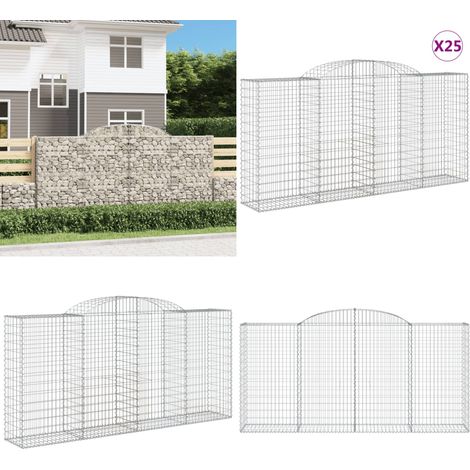 Gabionen mit Hochbogen 25 Stk 300x50x140/160cm Verzinktes Eisen - Gabionen - Gabionenwände - Gartendeko - Gartenzubehör - Zaun - Home & Living (1/5)