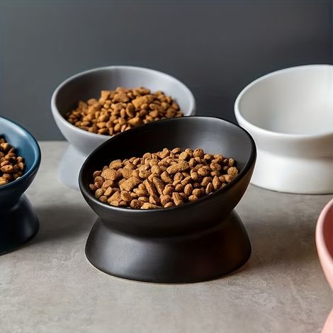Comedero de cerámica antideslizante para mascotas: ¡apto tanto para gatos como para perros (Negro) (1/5)