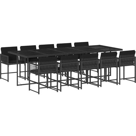 Maison Exclusive - Set de comedor jardín 11 pzas con cojines ratá (1/5)