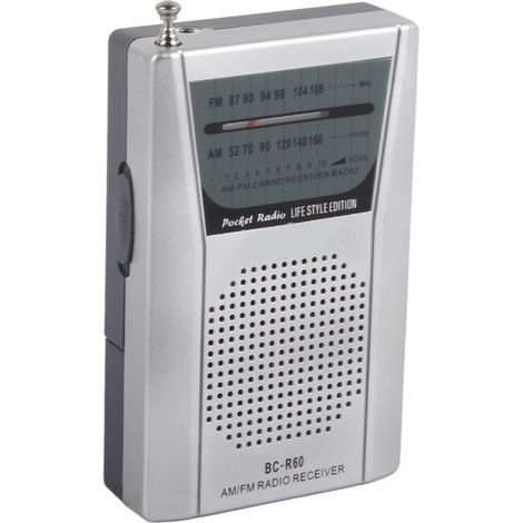 Mini radio AM/FM à fonctionnement manuel, réglage facile, fonction mémoire, récepteur radio numérique (BCR60 (2 piles AA)) (1/5)