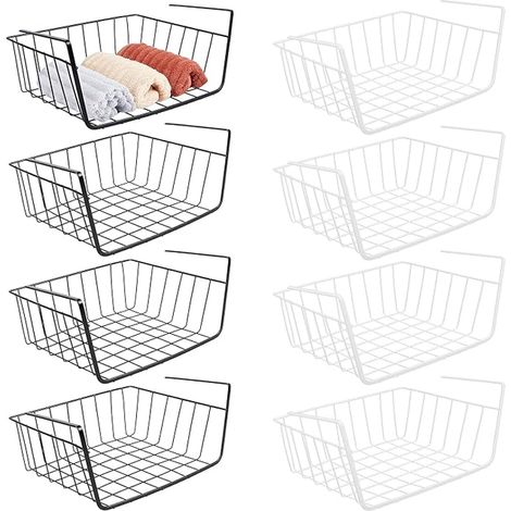 panier Métallique Sous une Étagère Paniers Coulissants pour Organiseur de Cuisine Garde Manger Bureau Ou Étagère Paniers de Rangement pour Placard 31x22x12 cm Noir et Blanc (1/4)