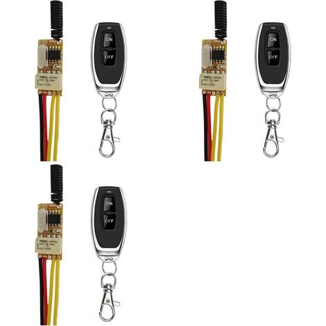 Tres interruptores de control remoto RF en miniatura, 433MHz, 4.2V/4.5V/5V/6V/7.4V/9V/12V interruptores de contacto de relé inalámbricos en miniatura, normalmente abiertos/normalmente cerrados. (1/3)
