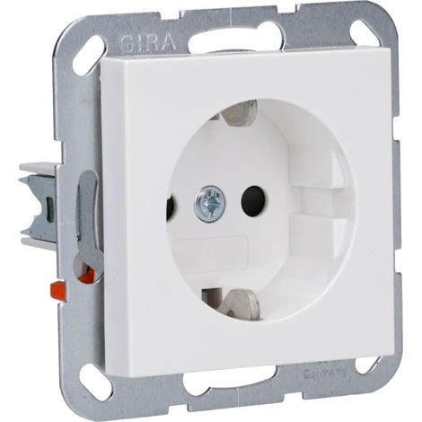 Gira 445303 - Toma de corriente Schuko con obturador, sistema de protección táctil, color blanco brillante