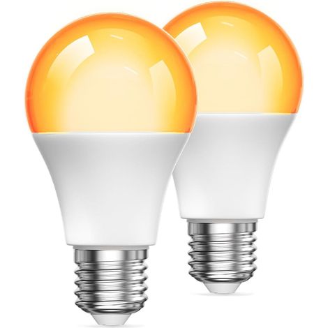 Ampoule LED E27 2000K, Ambre Chaud Blocage de la Lumière Bleue Veilleuse LED 9W (60W Équivalent Lumière Chaude Doux pour Chambre à Coucher, Sommeil Sain, Lumière pour Chambre de Bébé, 2PCS (1/5)