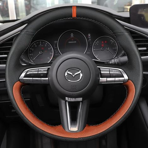 (3-)Housse de volant sur mesure, parfaitement adaptée aux Mazda 3 Axela 2019-2021, CX-30 et MX-30 2020-2021. Accessoires intérieurs automobiles. (1/5)