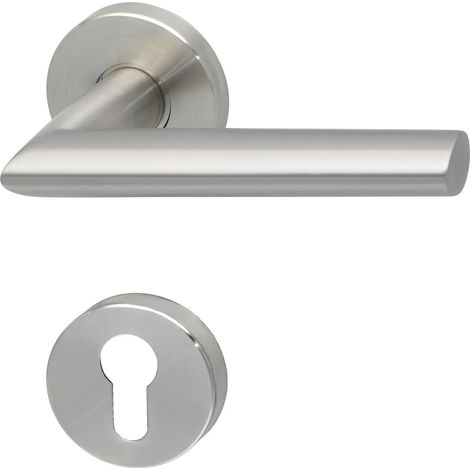 Poignée de Glasgow avec rosace PZ Cylindre profilé, acier inoxydable, 1427–2220–2222 PZ