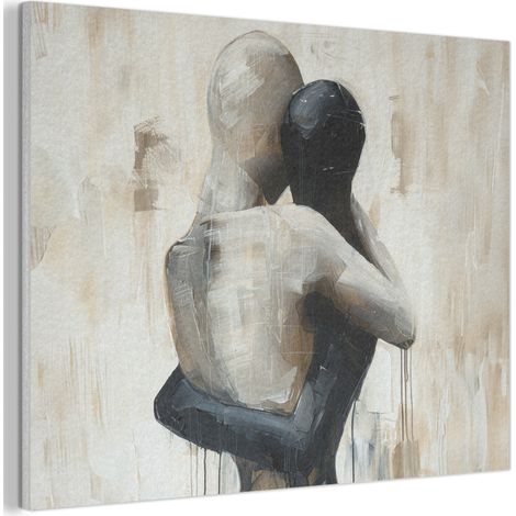 TABLEAU ACOUSTIQUE Abstrait - Amour - Noir et blanc - Moderne Panneau Insonorisant 80x60 cm (1/5)