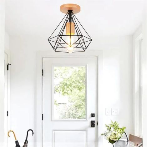 U-do Plafonnier Industrielle Vintage,Lampe Suspension en Cage Diamant Retro Style Edison pour Salon Chambre (1/4)