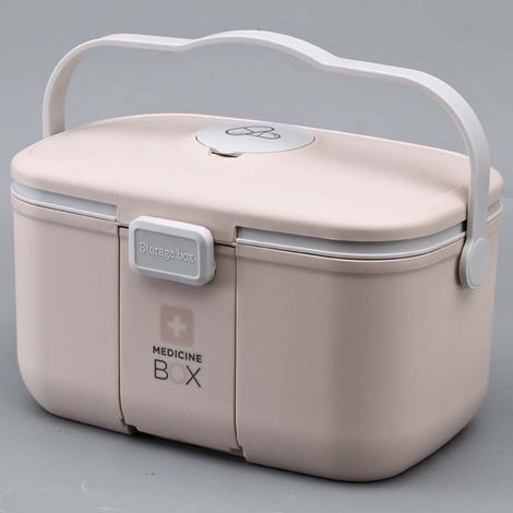 Boîte à médicaments - YYV - Trousse de premiers secours - 28 x 18 x 17 cm - Rose - Multi-compartiments (1/4)