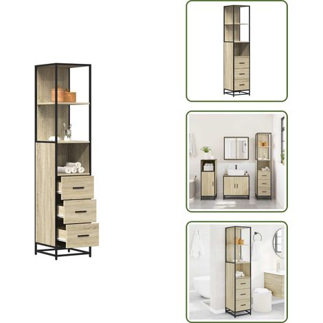 Badschrank Sonoma-Eiche 35x37,5x166 cm Holzwerkstoff - Badschrank - Badschränke - Badezimmerschrank - Badezimmermöbel