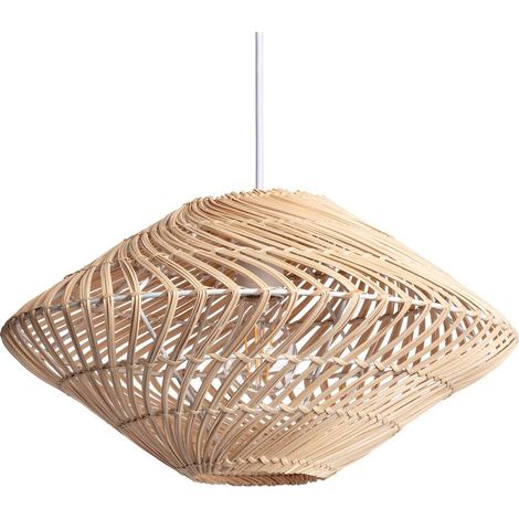 – Suspension en rotin conique E27 – Abat-jour naturel – Pour éclairage décoratif dans petits espaces – Compatible ampoules E27 (1/5)